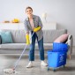 Κάδος σφουγγαρίστρας 20L με Wringer και χερούλι, Κάδος σφουγγαρίστρας σε ρόδες, Πλαστικό, Μπλε