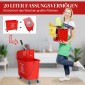 Κάδος σφουγγαρίστρας 20L με Wringer και χερούλι, Κάδος σφουγγαρίστρας σε ρόδες, Πλαστικό, Κόκκινο