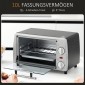 Μίνι φούρνος 10 L 750 W 100-230℃ 60 λεπτά. Χρονοδιακόπτης με ταψί, σχάρα γκριλ και αφαιρούμενο ταψί βάσης, φούρνος πίτσας ασημί