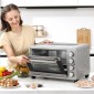 Μίνι φούρνος 32L 100 °C-230 °C 1600 W μίνι φούρνος με ταψί, ταψί για ψίχουλα, σχάρα γκριλ και 3 λειτουργίες μαγειρέματος, φούρνος πίτσας με χρονοδιακόπτη, λαβή ταψιού, ανοξείδωτο ατσάλι, ασήμι
