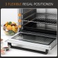 Μίνι φούρνος 32L 100 °C-230 °C 1600 W μίνι φούρνος με ταψί, ταψί για ψίχουλα, σχάρα γκριλ και 3 λειτουργίες μαγειρέματος, φούρνος πίτσας με χρονοδιακόπτη, λαβή ταψιού, ανοξείδωτο ατσάλι, ασήμι