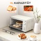 Μίνι φούρνος, μίνι φούρνος 9 λίτρων με ταψί, σχάρα γκριλ, με ρυθμιζόμενη θερμοκρασία και χρόνο ψησίματος, ανοξείδωτο, λευκό κρεμ