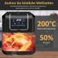 Φριτέζα ζεστού αέρα 6,5L 1700W με οθόνη LED 8 μενού Καλάθι με αντικολλητική επίστρωση για υγιεινό μαγείρεμα χωρίς λιπαρά Μαύρο 36,5 x 29 x 33,8 cm