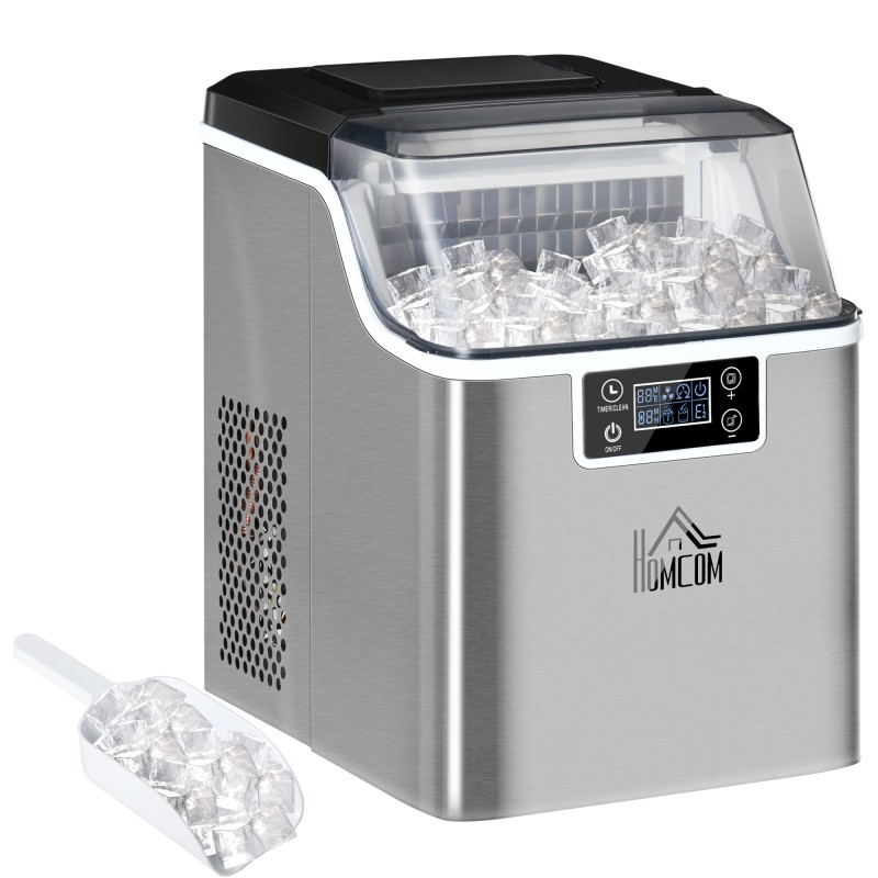 Μηχανή παγοκύβων Διανομέας παγοκύβων Ice-Maker 20kg/24h 2,3L παγομηχανή με δοχείο νερού 3,2L, ασημί