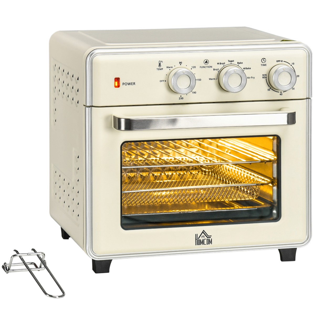 Μίνι φούρνος 5 σε 1, χωρητικότητα 20 λίτρων, 1400 W, 1 σχάρα ψησίματος, 1 ταψί, 60 λεπτά. μετρών την ώραν