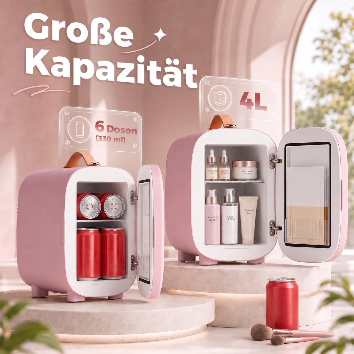 Mini Fridge Fridge Beauty Fridge, 4 L χωρητικότητας, 20,3 x 26,3 x 28 cm, Ροζ