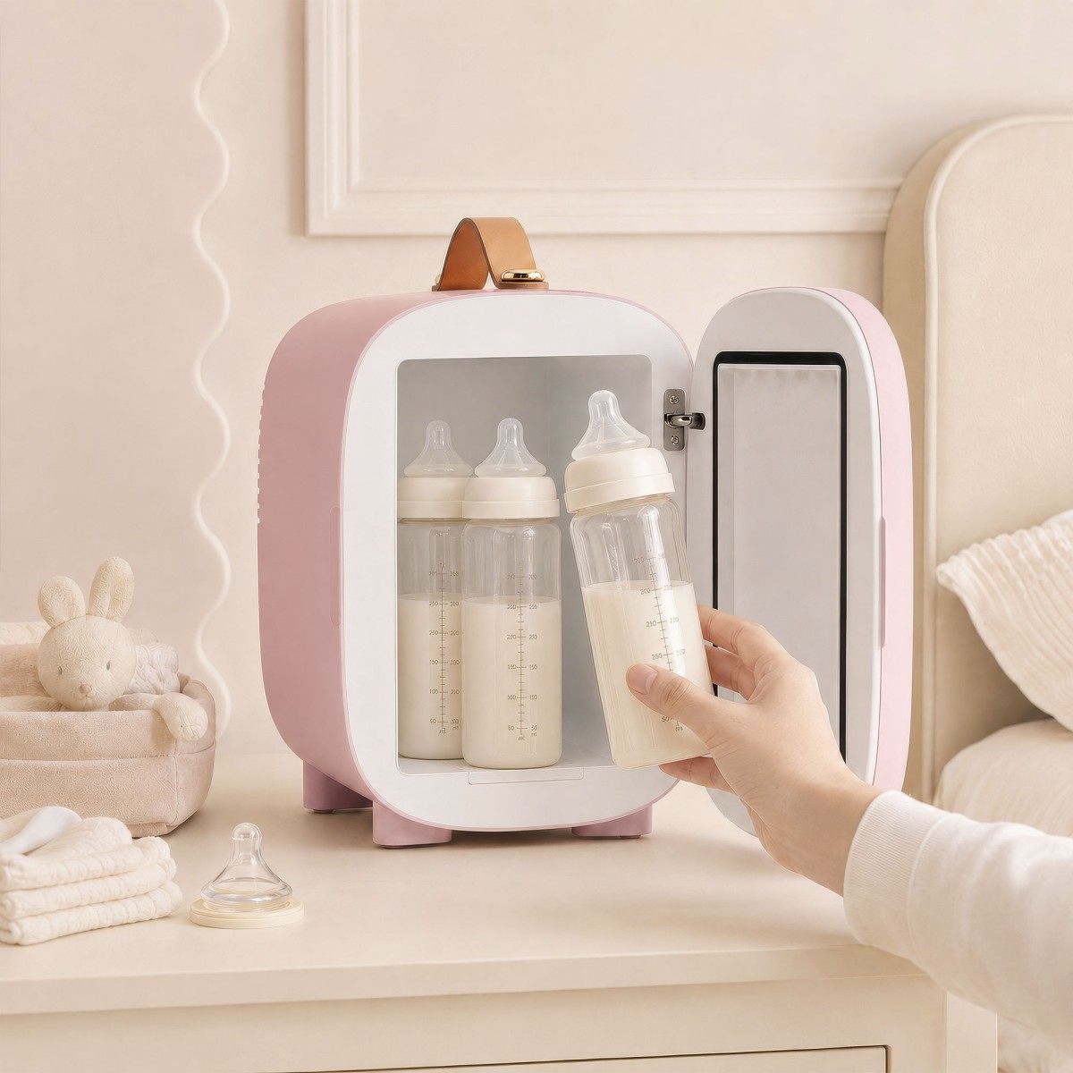 Mini Fridge Fridge Beauty Fridge, 4 L χωρητικότητας, 20,3 x 26,3 x 28 cm, Ροζ