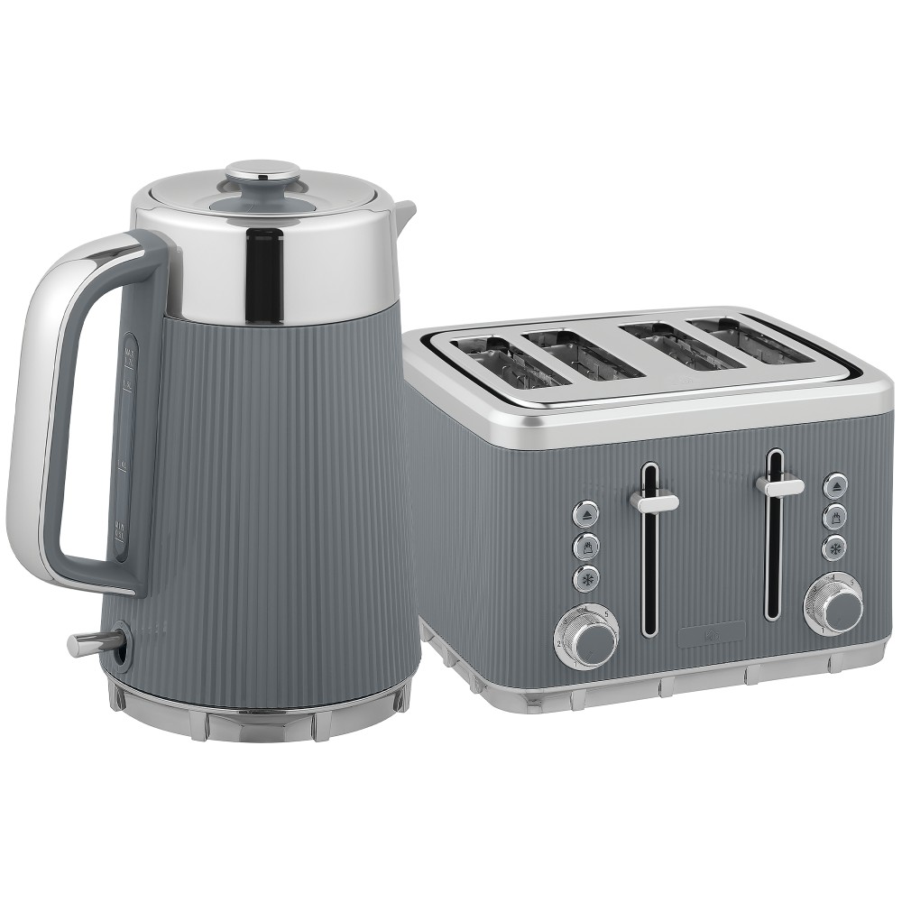 Βραστήρας 2200W, 1,7L με λειτουργία γρήγορου βρασμού, φίλτρο αφαλάτωσης και τοστιέρα 4 τμημάτων με 7 επίπεδα ροδίσματος, γκρι