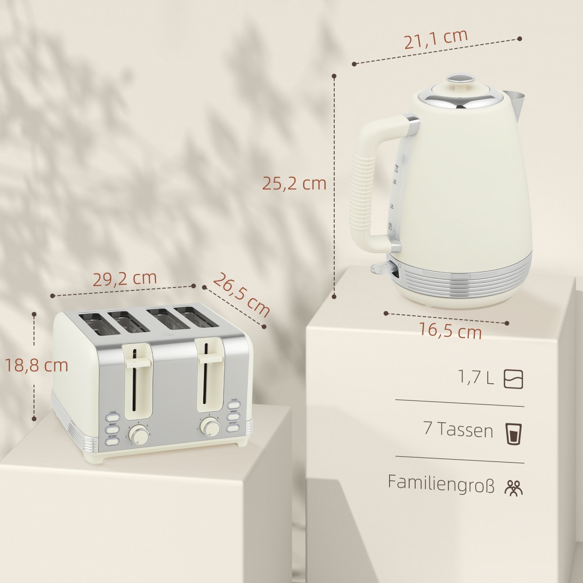 Σετ βραστήρα και τοστιέρα, 1,7L, 2200W, Θερμοστάτης Strix, φίλτρο, τοστιέρα 4 θέσεων, 7 επίπεδα μαυρίσματος, θήκη για ψίχουλα