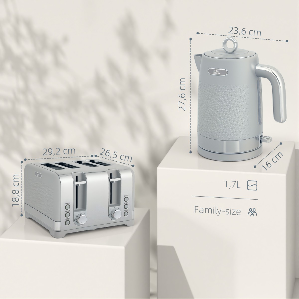 Σετ βραστήρα και τοστιέρα, 1,7L 2200W Βραστήρας Quick Boil with Thermostat