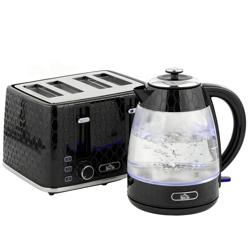 Βραστήρας 1,7L 2200W Quick Boil και Σετ τοστιέρα 4 Φετών με φίλτρο αλάτων, μαύρο
