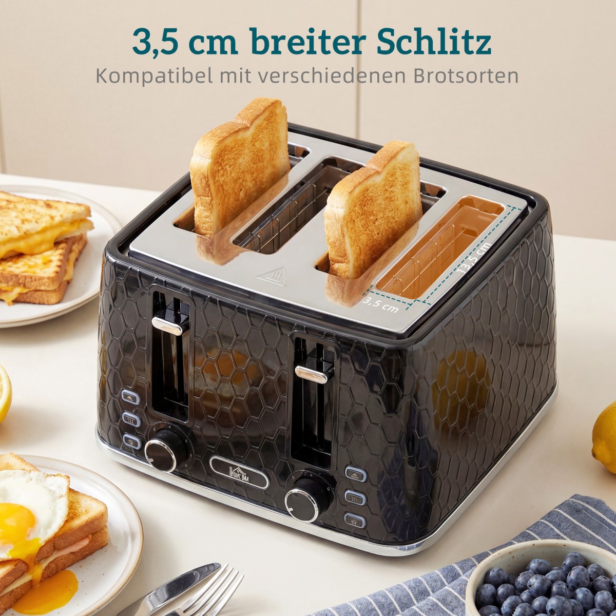 Βραστήρας 1,7L 2200W Quick Boil και Σετ τοστιέρα 4 Φετών με φίλτρο αλάτων, μαύρο