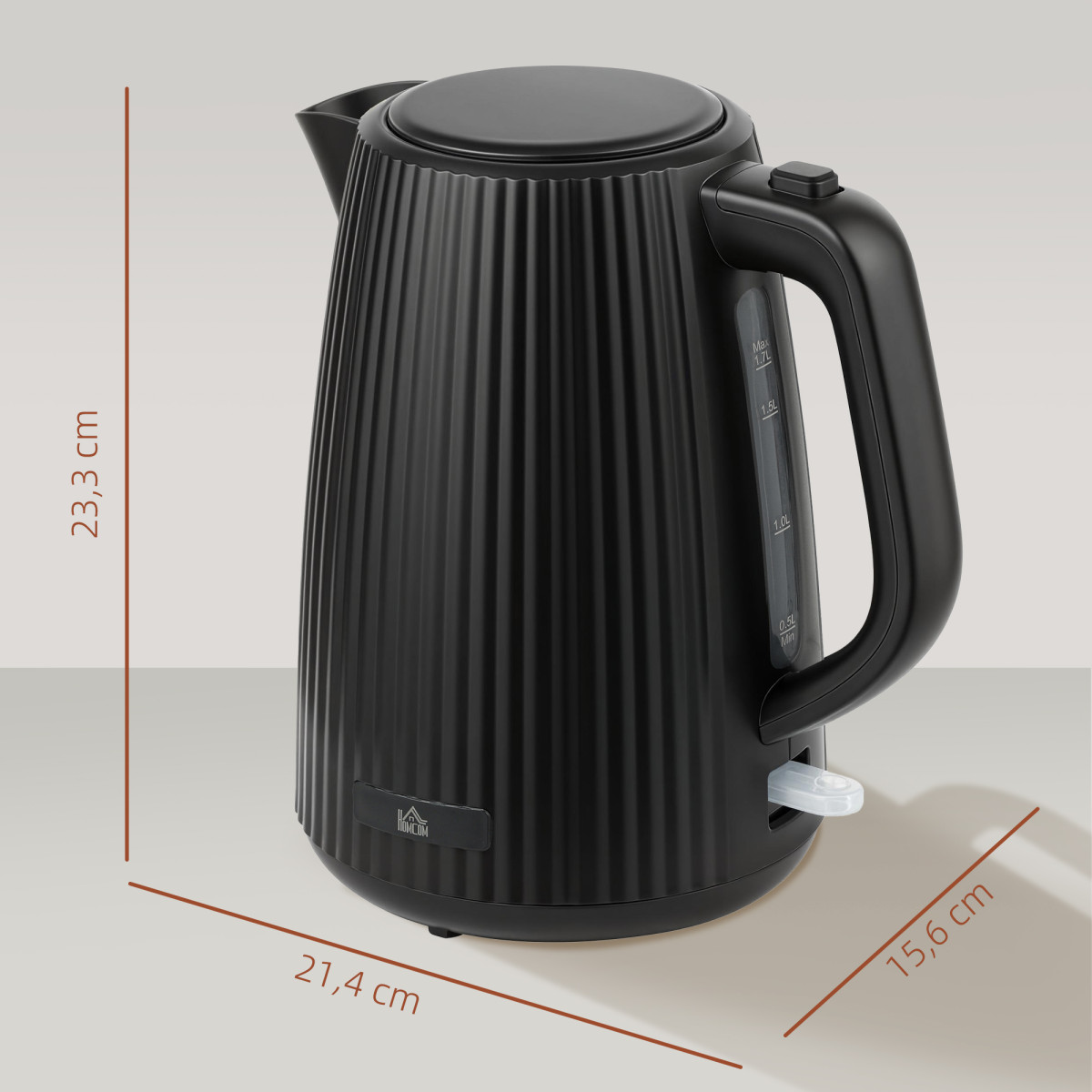 Ηλεκτρικός βραστήρας, 1,7L, λειτουργία ταχείας βρασμού, 2200W, με αφαιρούμενο φίλτρο αλάτων, αυτόματη απενεργοποίηση, μαύρο