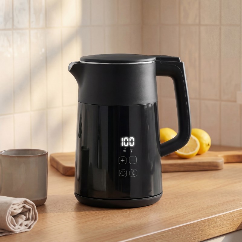 Ηλεκτρικός βραστήρας, 1,7L, γρήγορος βρασμός, 2200W, με οθόνη LED, λειτουργία διατήρησης θερμότητας, προστασία από ξηρό βρασμό, χωρίς PTFE