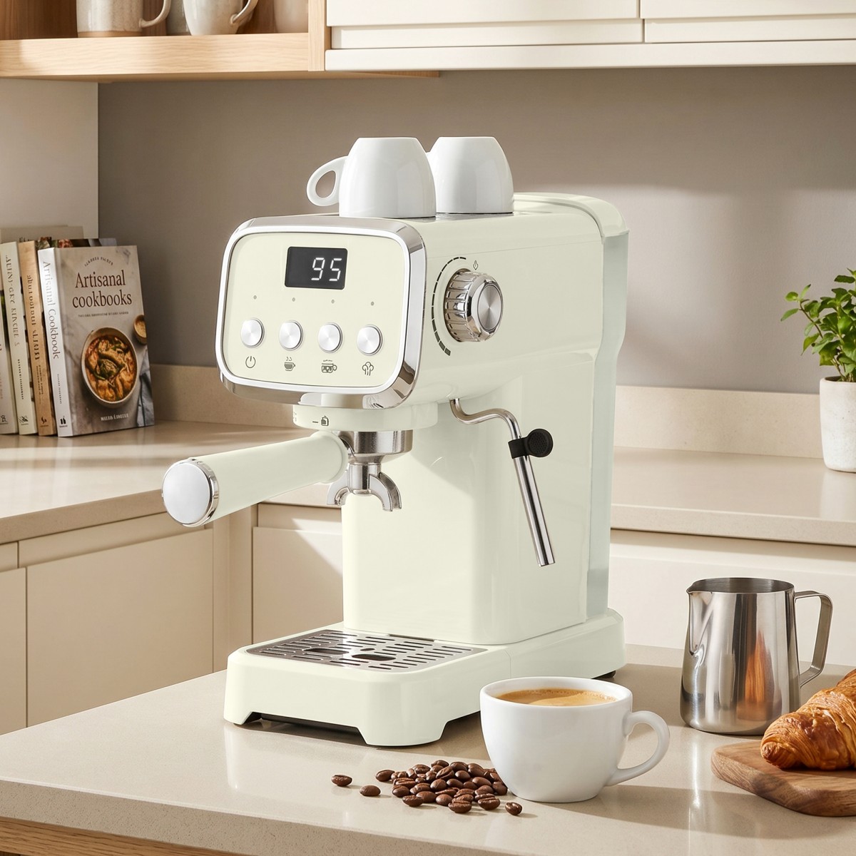 Μηχανή Portafilter Μηχανή espresso 20 bar με αφρόγαλα και αφαιρούμενο δοχείο νερού 1,2L για εσπρέσο