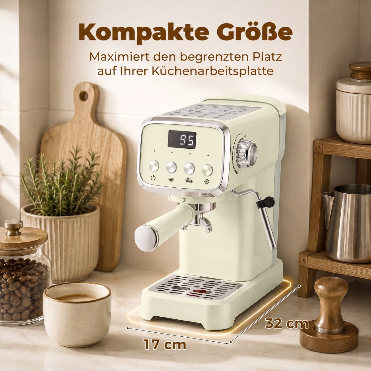 Μηχανή Portafilter Μηχανή espresso 20 bar με αφρόγαλα και αφαιρούμενο δοχείο νερού 1,2L για εσπρέσο