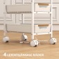 Τρόλεϊ κουζίνας 5 επιπέδων Wood look Rolling Μεταλλικό πλαίσιο 4 Συρτάρια Λευκό