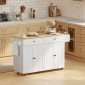 Rolling Kitchen Island 2 συρτάρια 2 ντουλάπια Στήριγμα μπαχαρικών Στήριγμα για πετσέτες ράφι μαχαιριών MDF Λευκό
