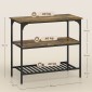 Baker's Rack, ράφι κουζίνας 3 επιπέδων με ατσάλινο πλαίσιο, ρουστίκ καφέ + μαύρο