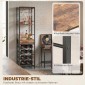 Ντουλάπι Wine Bar με Συρτάρι, Ντουλάπα Industrial Bar, Ράφι κρασιού για 12 μπουκάλια, ποτηροθήκη, Ρουστίκ καφέ