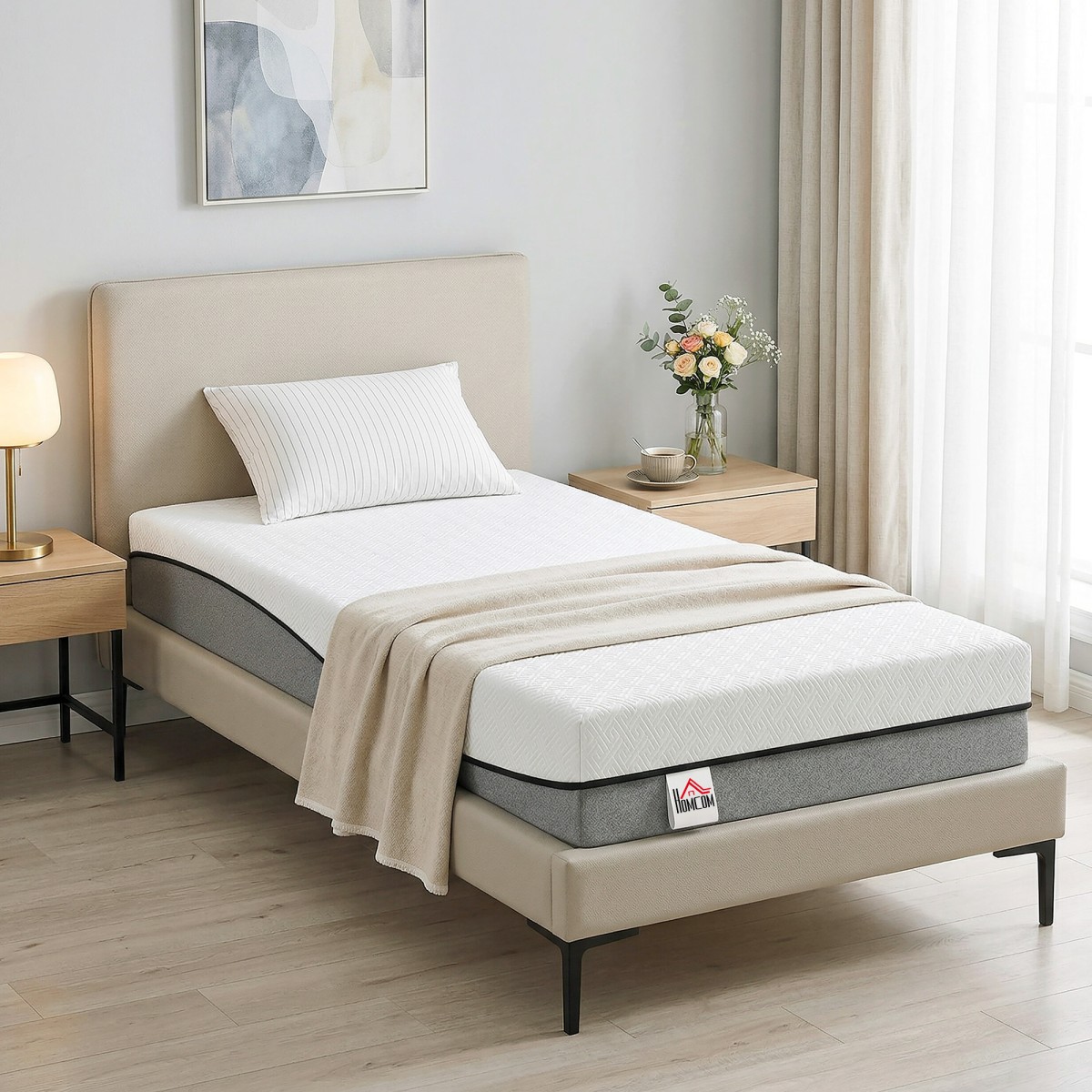 Στρώμα ελατηρίου τσέπης στρώματος με memory foam πράσινο τσάι H3 σκληρότητα Oeko-TEX & CertiPUR 200x90x20 cm γκρι