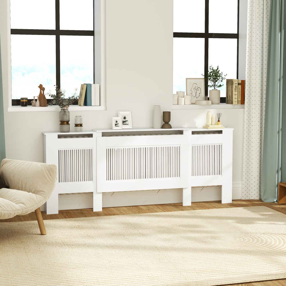 Σχεδίαση πλάκα καλύμματος καλοριφέρ Ρυθμιζόμενο μήκος 125-201cm MDF Λευκό