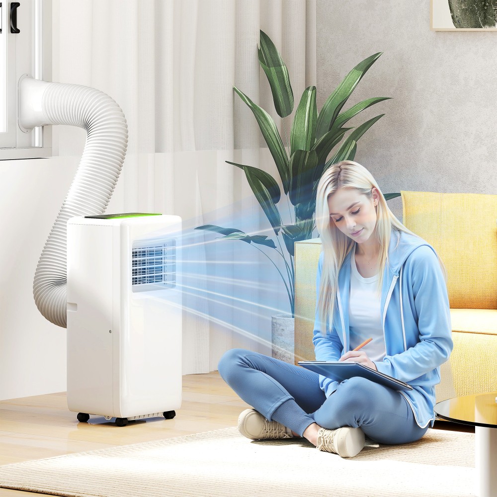 Κινητό κλιματιστικό, διάφορες ρυθμίσεις, οθόνη LED, χρονοδιακόπτης, ζάντες, λευκό