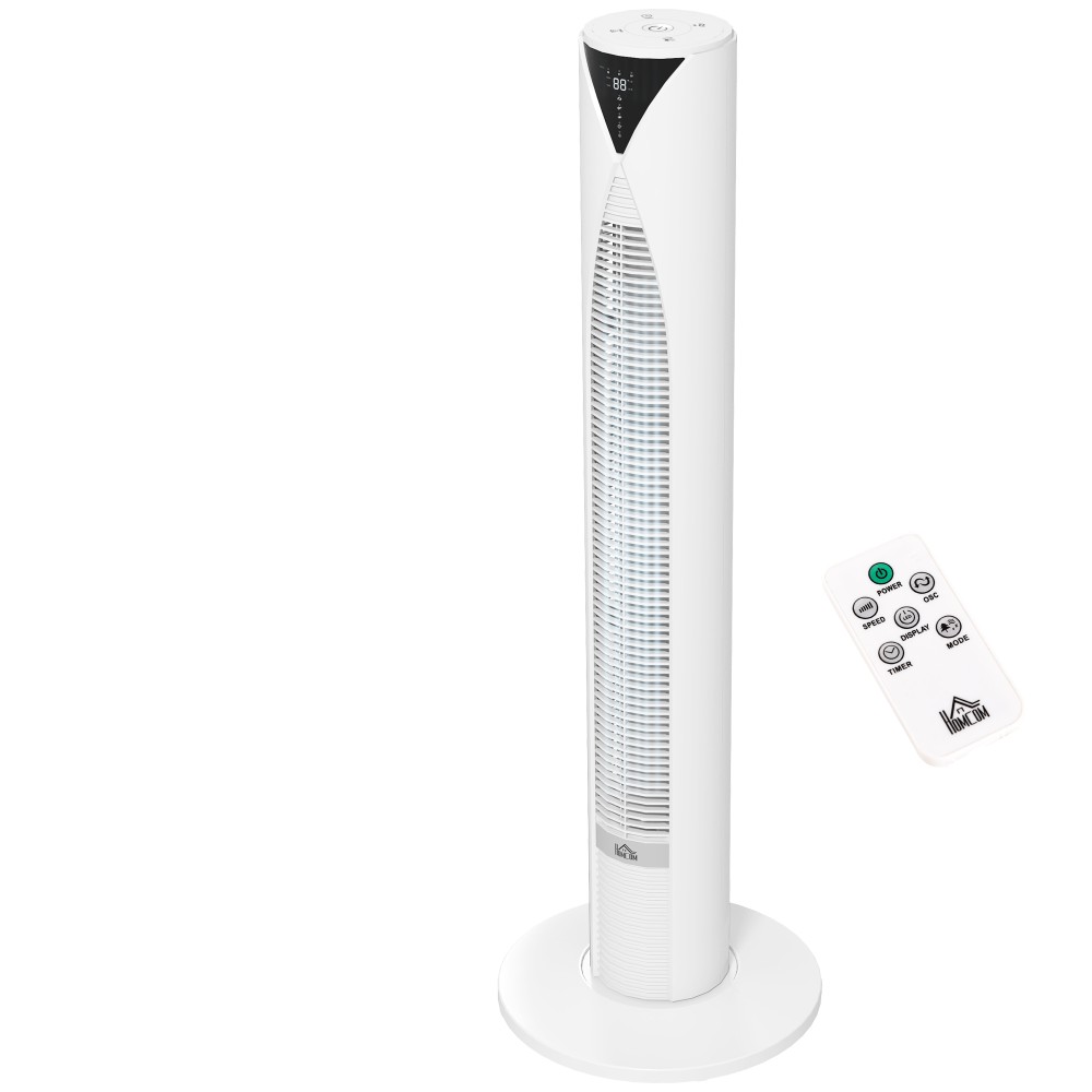 70° ταλαντευόμενος ανεμιστήρας πύργου με τηλεχειριστήριο 4 Λειτουργίες 3 ταχυτήτων Χρονόμετρο 31,5 x 31,5 x 96 cm Λευκό