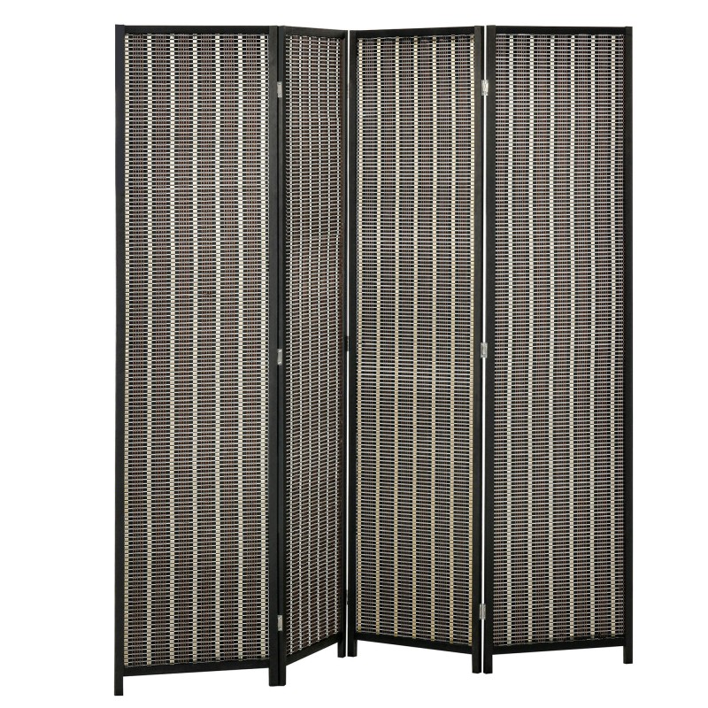 Πτυσσόμενο Διαχωριστικό Δωματίου Pine Bamboo 180 x 180 cm Καφέ Μαύρο