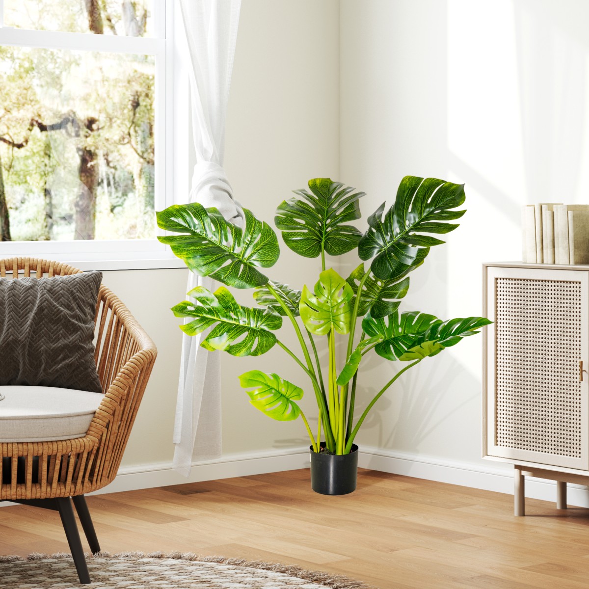 Τεχνητά φυτά 110 cm τεχνητά monstera τεχνητά φυτά σε γλάστρα τεχνητό δέντρο φυτό εσωτερικού χώρου διακοσμητικό φυτό φυτό γραφείου πλαστική γλάστρα για εσωτερική και εξωτερική χρήση