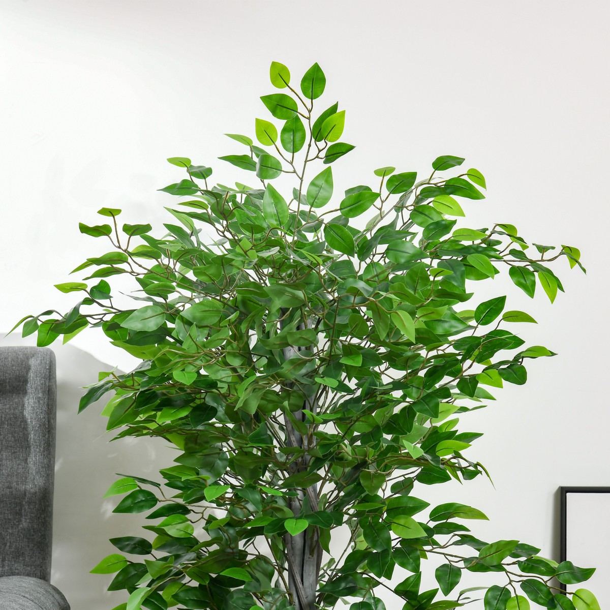 Τεχνητό δέντρο Ficus Τεχνητό φυτό Ρεαλιστική εμφάνιση Γλάστρα τσιμέντου 135cm Easy Care Πλαστικό Πράσινο