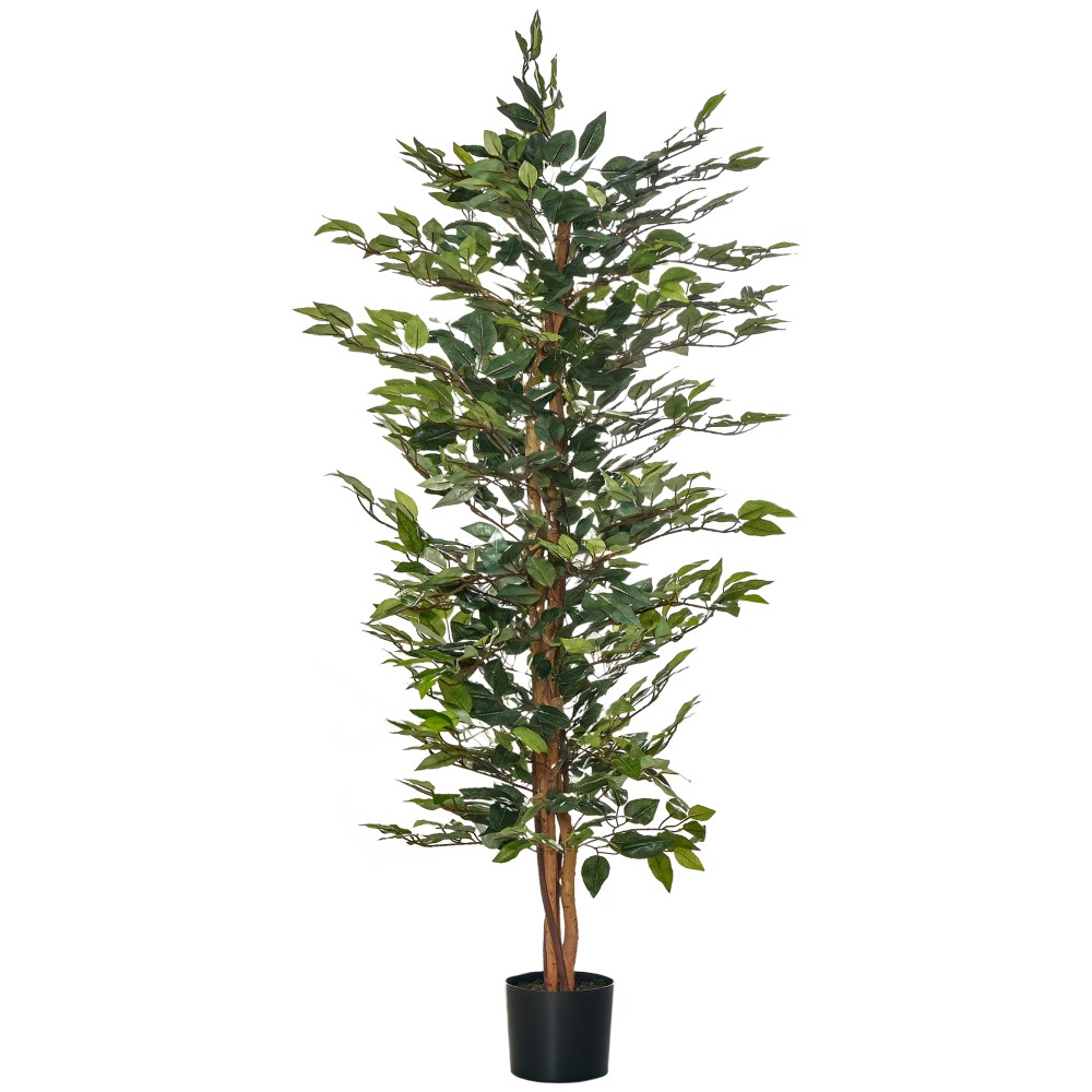 Τεχνητό δέντρο ficus μεγάλο τεχνητό δέντρο 150 cm, τεχνητό φυτό, πλαστικά τεχνητά φυτά σε γλάστρα, ψεύτικο φυτό σαν πραγματικό για σαλόνι, κρεβατοκάμαρα, γραφείο, κήπο, δώρο μοντέρνας διακόσμησης