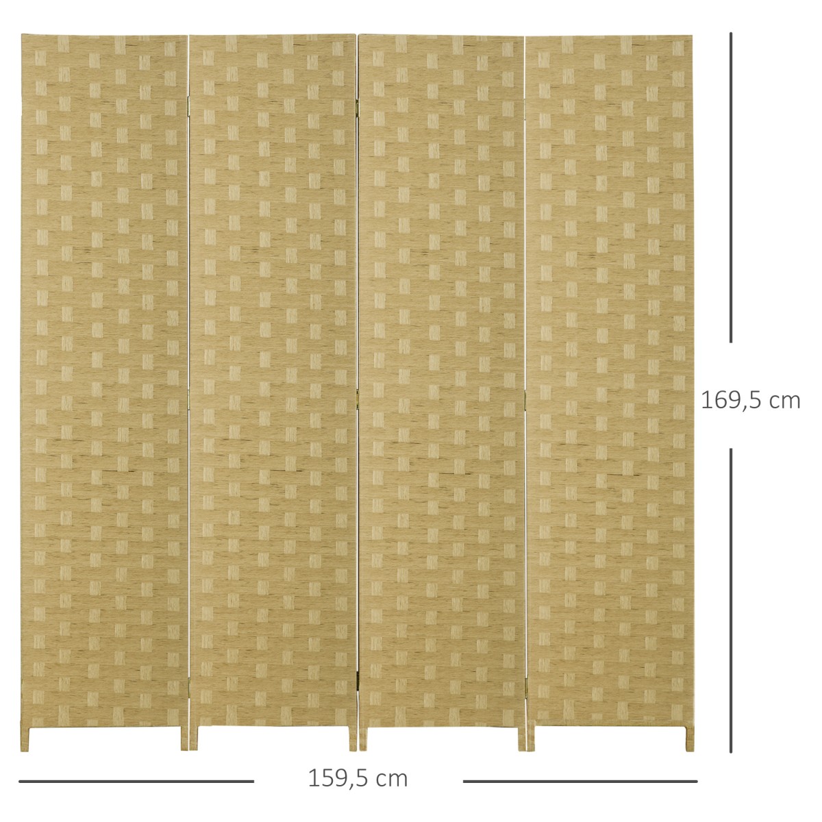 Οθόνη 4 τμημάτων 159,5x169,5cm διαχωριστικό δωματίου από κυματοειδή ίνα για σαλόνι καφέ