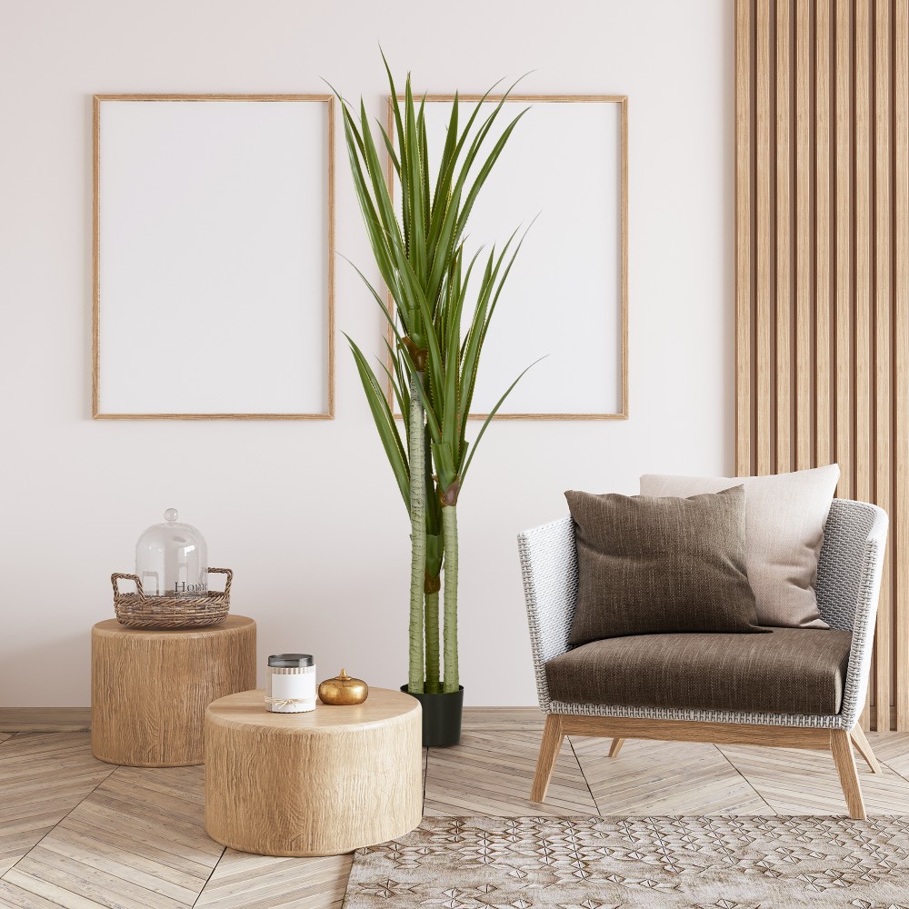 Τεχνητό Yucca μεγάλο τεχνητό φυτό 190 cm, πλαστικό τεχνητό φυτό σε γλάστρα, 17 x 17 x 190 cm σμαραγδένιο πράσινο