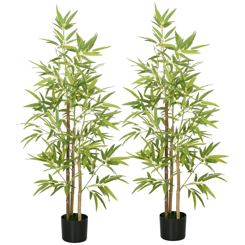 Σετ Τεχνητό Μπαμπού δέντρο με 2 3 κορμούς Easy Care 120cm Τσιμεντοδοχείο Πράσινο