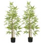 Σετ Τεχνητό Μπαμπού δέντρο με 2 3 κορμούς Easy Care 120cm Τσιμεντοδοχείο Πράσινο