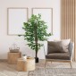 Τεχνητό φυτό δέντρο Ficus, ζωντανό, ύψους 150 cm, με γλάστρα, πράσινο