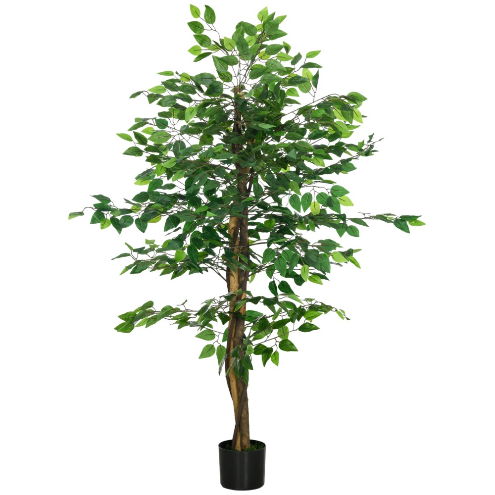 Τεχνητό φυτό δέντρο Ficus, ζωντανό, ύψους 150 cm, με γλάστρα, πράσινο