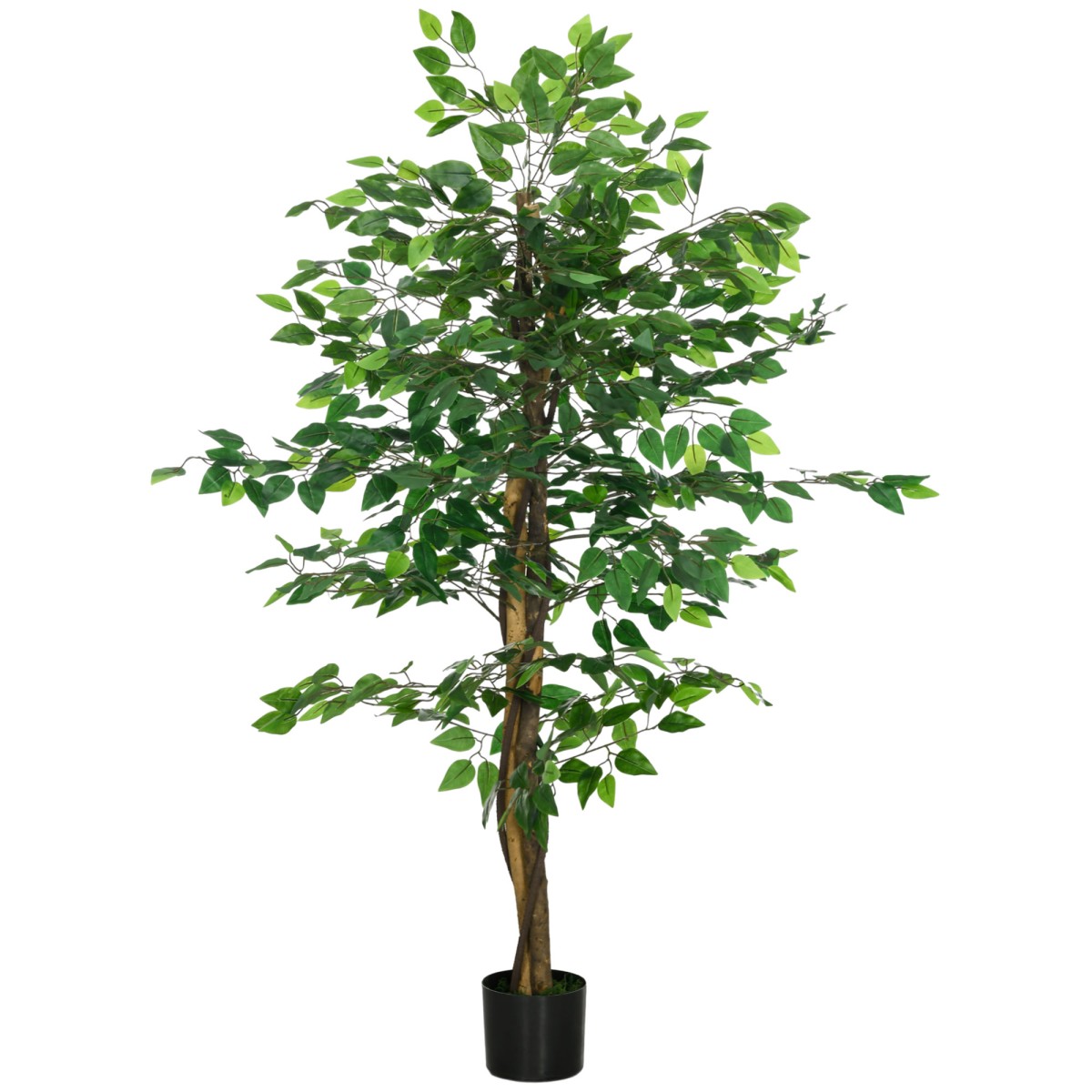 Τεχνητό φυτό δέντρο Ficus, ζωντανό, ύψους 150 cm, με γλάστρα, πράσινο