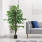 Τεχνητό φυτό δέντρο Ficus, ζωντανό, ύψους 150 cm, με γλάστρα, πράσινο
