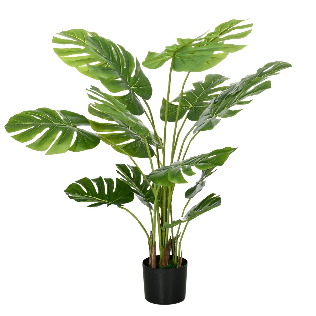 Τεχνητό φυτό Ρεαλιστικό τεχνητό φυτό Monstera Deliciosa, 1 ζαρντινιέρα και τσιμεντόχωμα, 17,5 cm x 17,5 cm x 120 cm, πράσινο