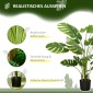 Τεχνητό φυτό Ρεαλιστικό τεχνητό φυτό Monstera Deliciosa, 1 ζαρντινιέρα και τσιμεντόχωμα, 17,5 cm x 17,5 cm x 120 cm, πράσινο
