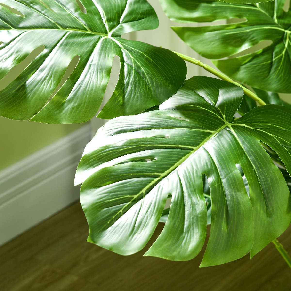 Τεχνητό φυτό Ρεαλιστικό τεχνητό φυτό Monstera Deliciosa, 1 ζαρντινιέρα και τσιμεντόχωμα, 17,5 cm x 17,5 cm x 120 cm, πράσινο