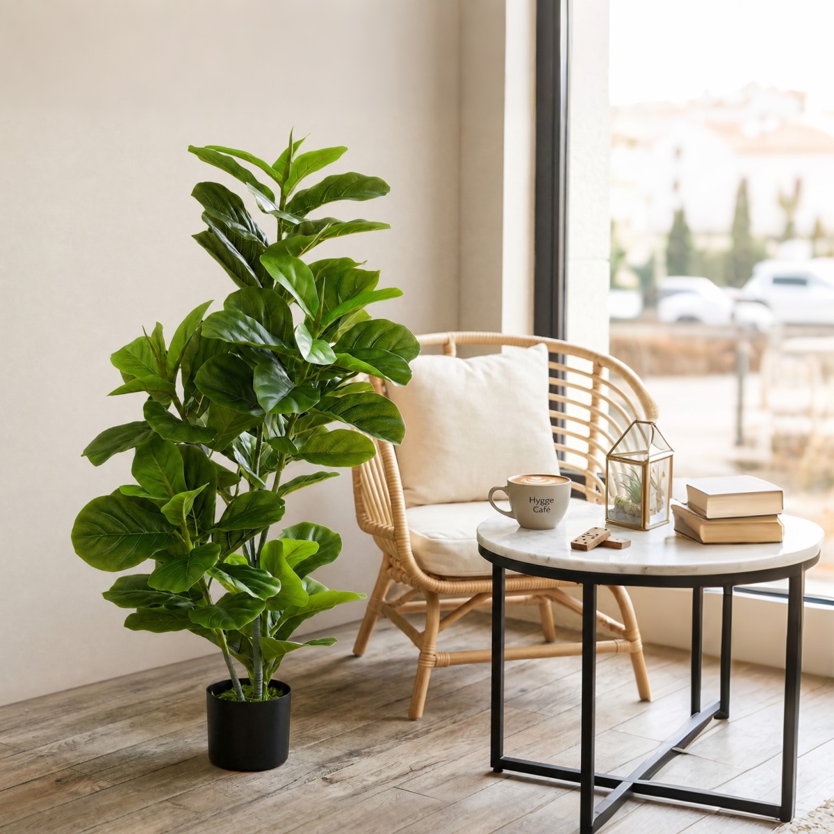 Τεχνητό Φυτό Ficus 110 cm ύψος με 90 φύλλα & γλάστρα για σαλόνι