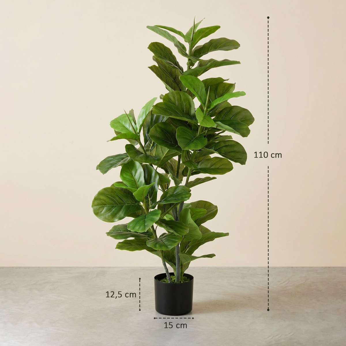Τεχνητό Φυτό Ficus 110 cm ύψος με 90 φύλλα & γλάστρα για σαλόνι