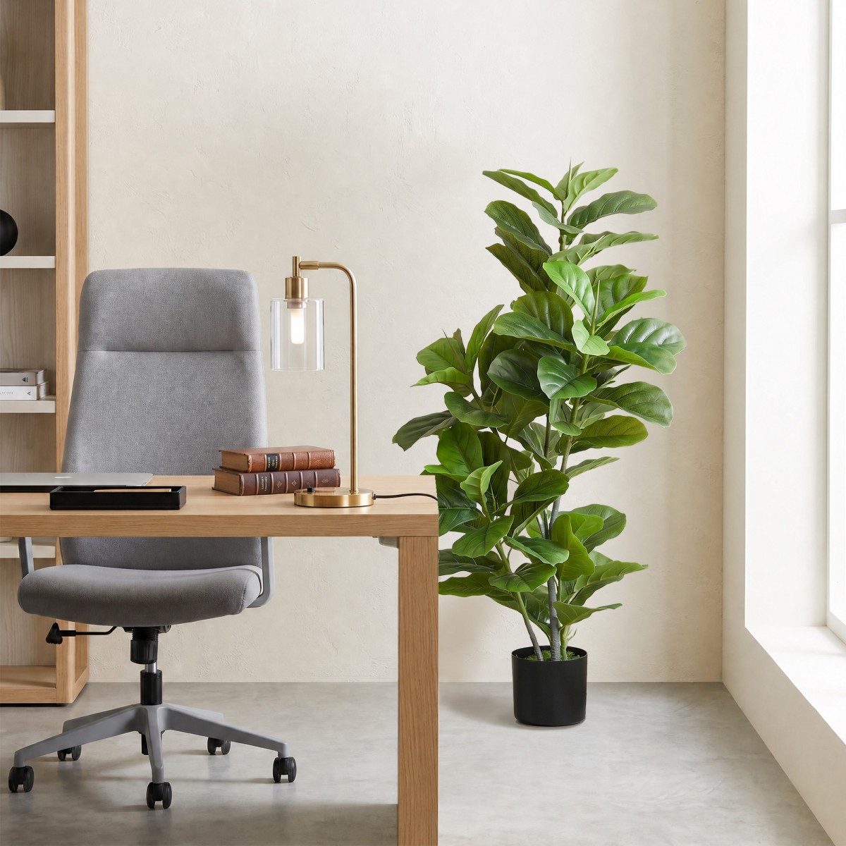 Τεχνητό Φυτό Ficus 110 cm ύψος με 90 φύλλα & γλάστρα για σαλόνι