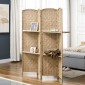 Σίτα 4 τεμαχίων 160 x 170cm Πτυσσόμενο διαχωριστικό με 2 ράφια φυσικό ξύλο