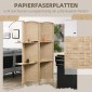 Σίτα 4 τεμαχίων 160 x 170cm Πτυσσόμενο διαχωριστικό με 2 ράφια φυσικό ξύλο