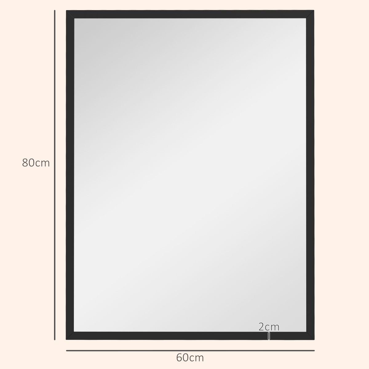 Καθρέφτης τοίχου, 60 x 80 cm, πλαίσιο με όψη ξύλου, συναρμολογείται εύκολα, περιλαμβάνονται βίδες