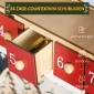 Ημερολόγιο LED Advent με σκηνή του χωριού, 24 μεγάλα συρτάρια, MDF, 34 x 7 x 34 cm, κόκκινο